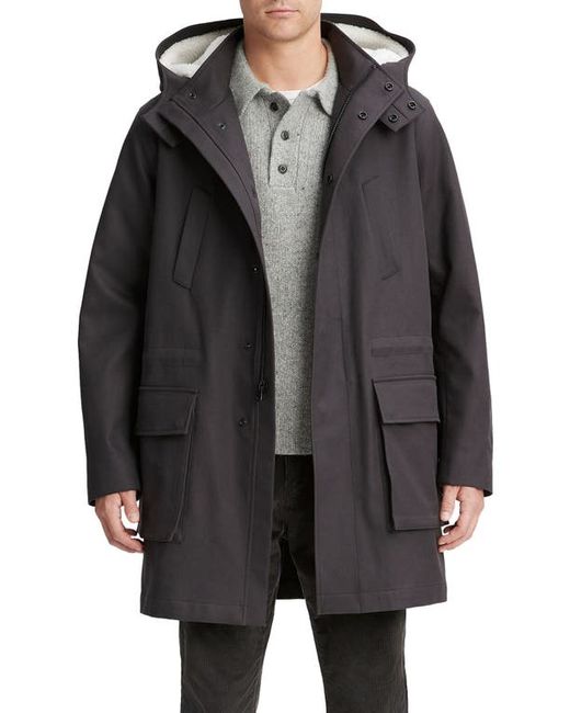 Vince Cotton Parka with Removable Faux Shearling Hood in Soft Deco Crea at