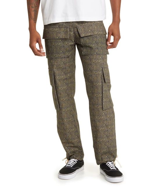 Krost Paisley Print Cotton Cargo Pants in at