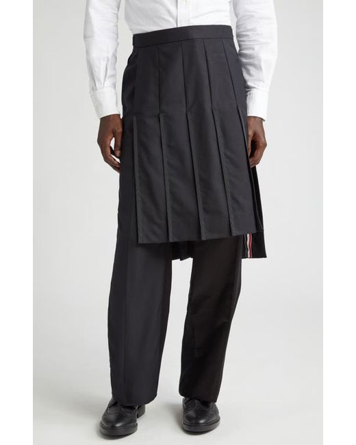 Thom Browne Collage Pleated Wool Trouser Skirt in at