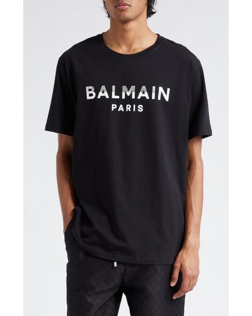 Balmain Foil Logo Cotton Graphic T-Shirt in at
