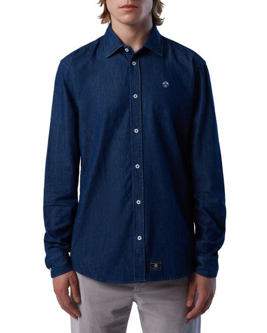 North Sails Logo Embroidered Denim Button-Down Shirt in at