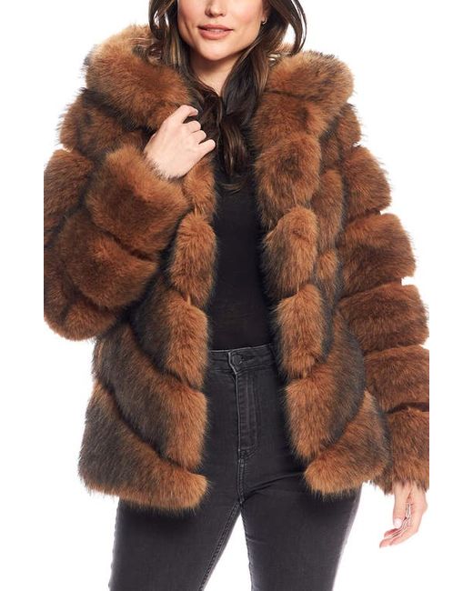 Donna Salyers Fabulous Furs Chateau Quilted Faux Fur Hooded Coat in at