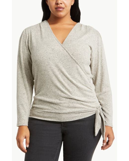 Loveappella Wrap Front Side Tie Knit Top in at
