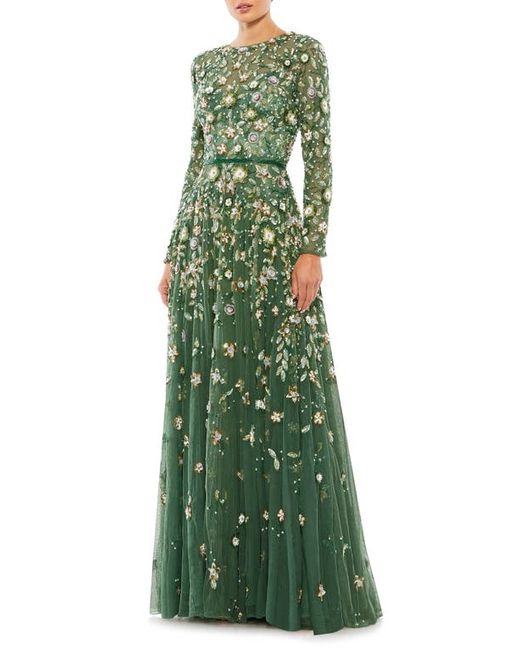 Mac Duggal Sequin Long Sleeve A-Line Gown in at