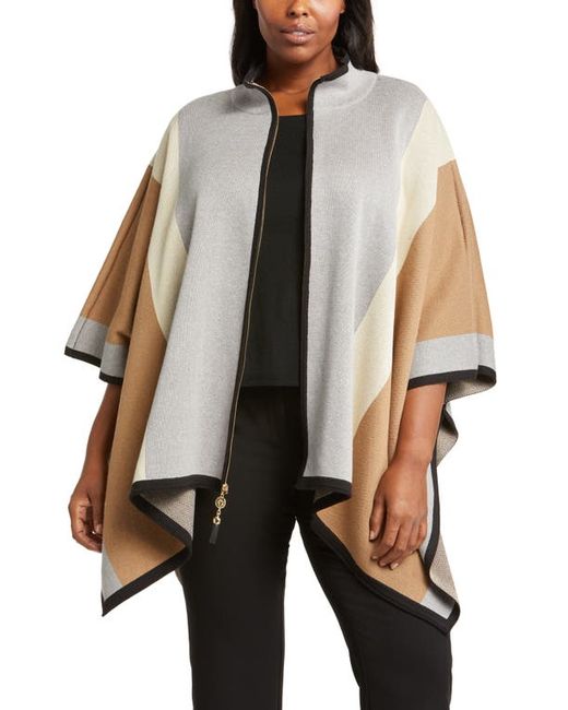 AK Anne Klein Colorblock Zip Front Cape in at 0X