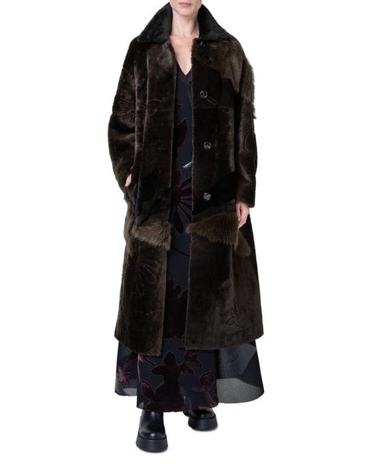 Akris Ruth Patchwork Genuine Shearling Coat in at 4