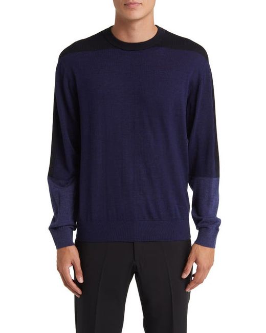 Emporio Armani Tonal Colorblock Wool Sweater in at Medium
