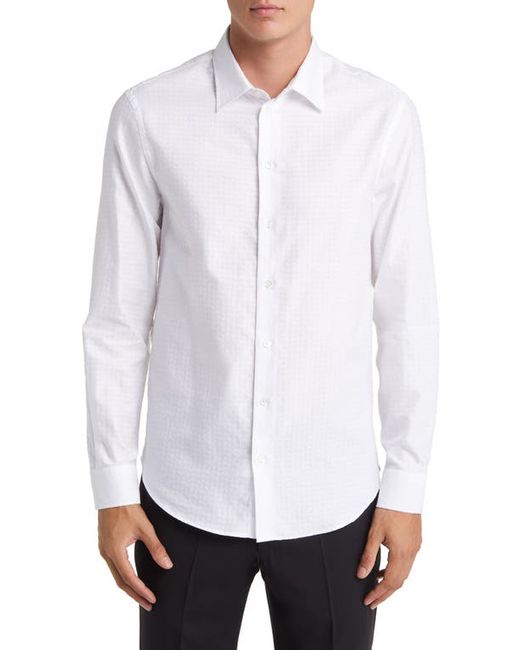 Emporio Armani Tonal Stripe Cotton Button-Up Shirt in at Large