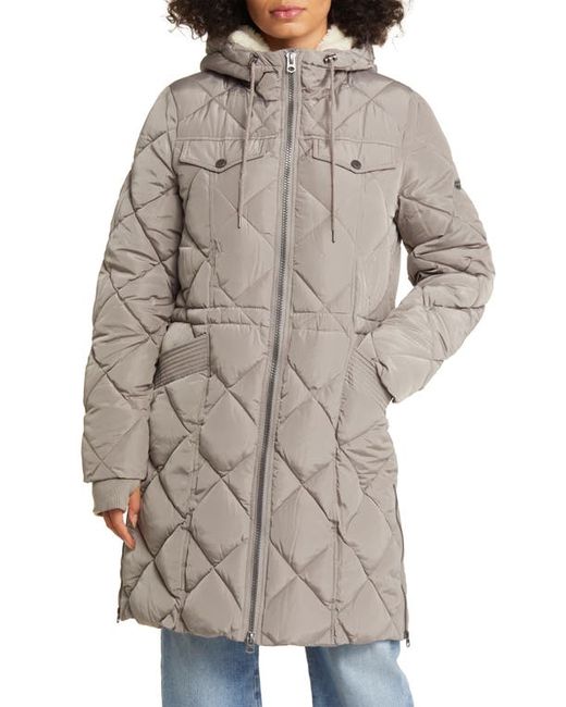 Lucky Brand Quilted Hooded Coat in at