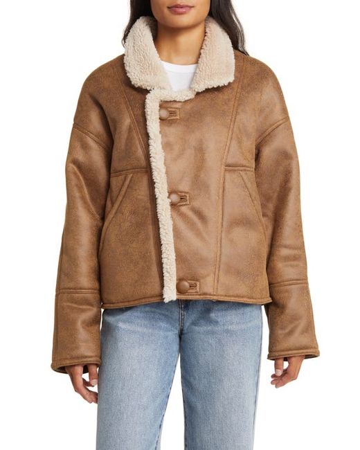 Lucky Brand Faux Shearling Moto Jacket in at X-Small