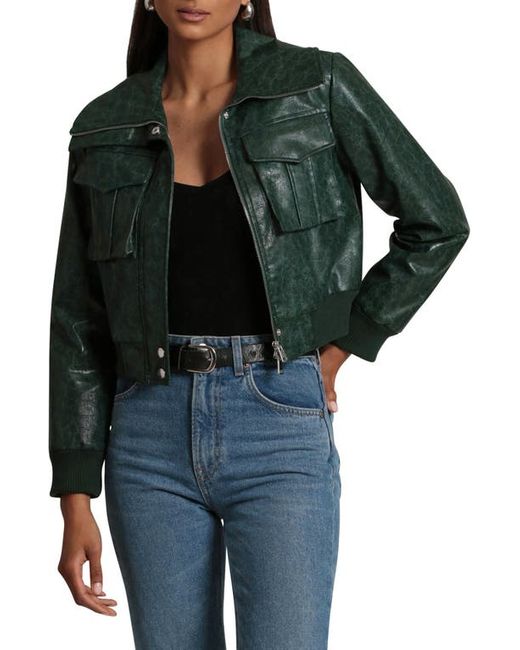 Avec Les Filles Crop Faux Leather Bomber in at