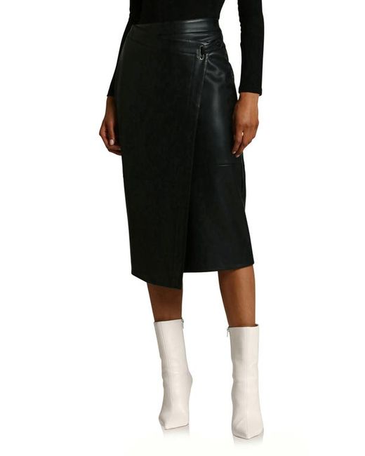 Avec Les Filles Faux Leather Midi Wrap Skirt in at X-Small