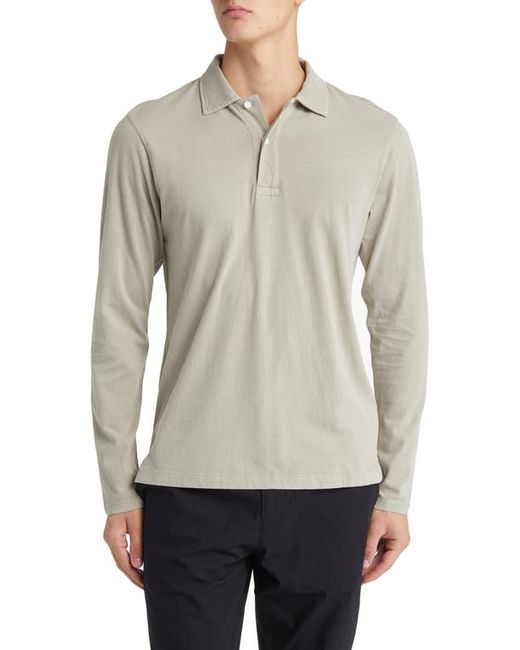 Buck Mason Sueded Long Sleeve Cotton Polo in at