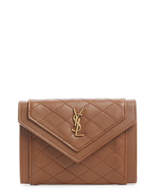 Saint Laurent Small Gaby Quilted Leather Envelope Wallet in at