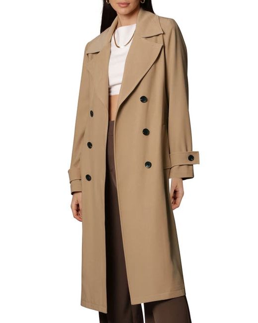 Avec Les Filles Stretch Crepe Double Breasted Trench Coat in at