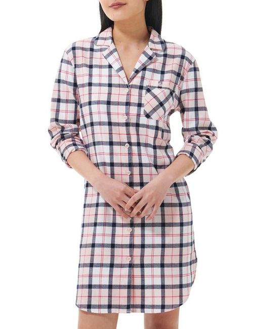 Barbour Etta Tartan Brushed Cotton Nightshirt in Navy at X-Small
