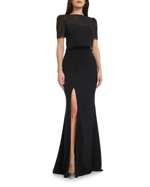 Dress the population Amanda Puff Sleeve Trumpet Gown in at Xx-Small