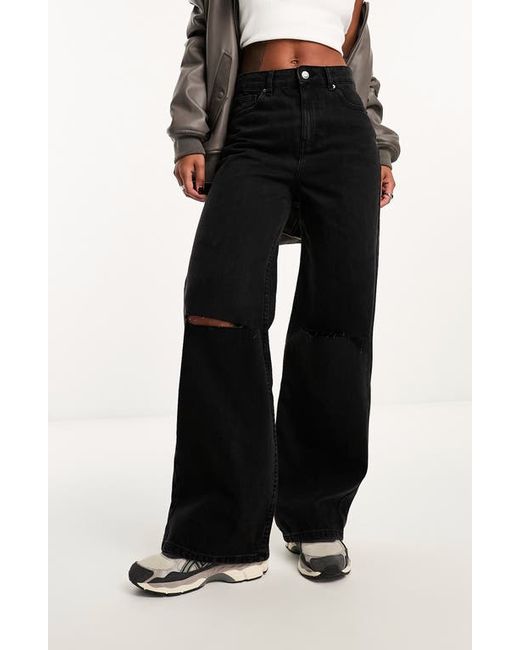Asos Design Ripped Wide Leg Dad Jeans in at 24