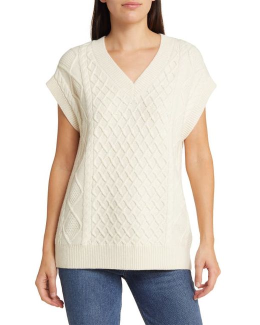 Madewell Cable Knit Wool Blend V-Neck Sweater Vest in at Xx-Small