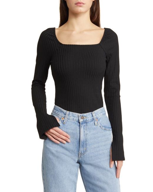 Madewell Rib Square Neck Long Sleeve T-Shirt in at