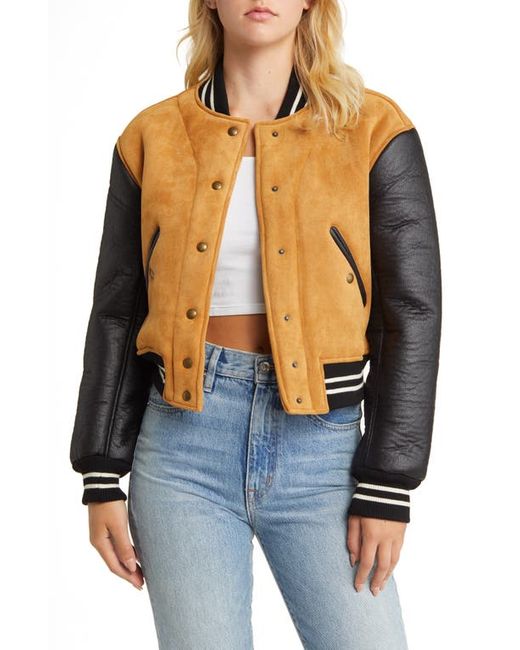 Blank NYC Faux Suede Leather Bomber Jacket in at X-Small