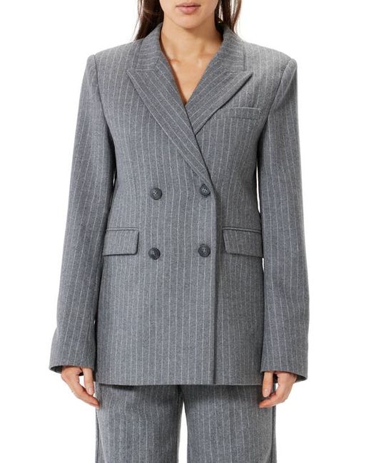 Sophie Rue Roen Pinstripe Double Breasted Wool Blend Blazer in at X-Small