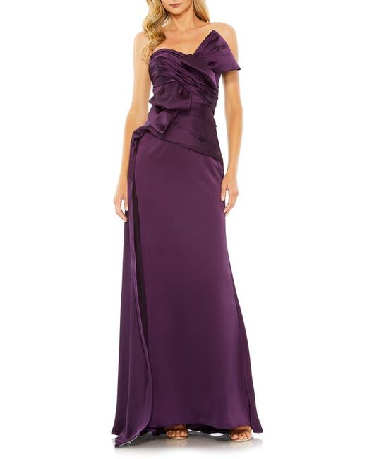 Mac Duggal Bow Front Strapless Satin Gown in at 2