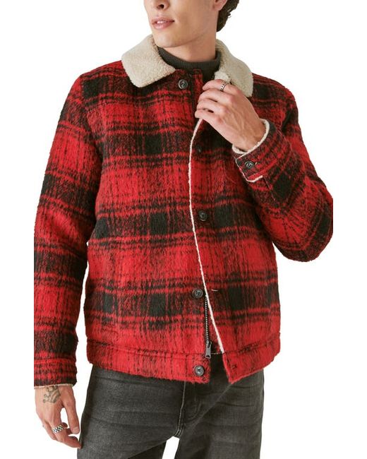 Lucky Brand Plaid Faux Shearling Lined Trucker Jacket in at