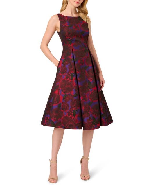 Adrianna Papell Floral Jacquard Fit Flare Cocktail Dress in at 4