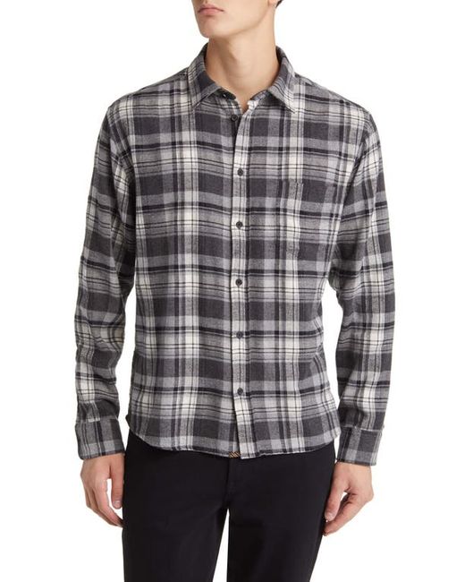 Billy Reid Tuscumbia Plaid Flannel Button-Up Shirt in Grey/Black at Small