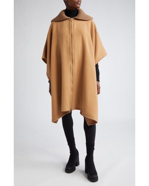 Moncler Mixed Media Wool Cape in at