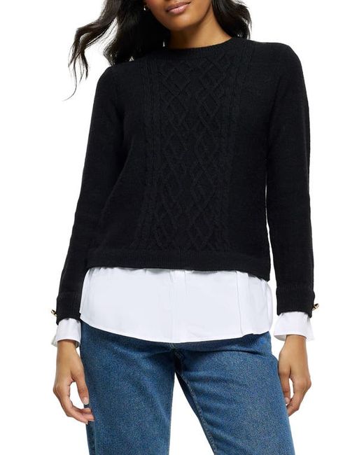 River Island Layered Look Cable Knit Sweater in at 2