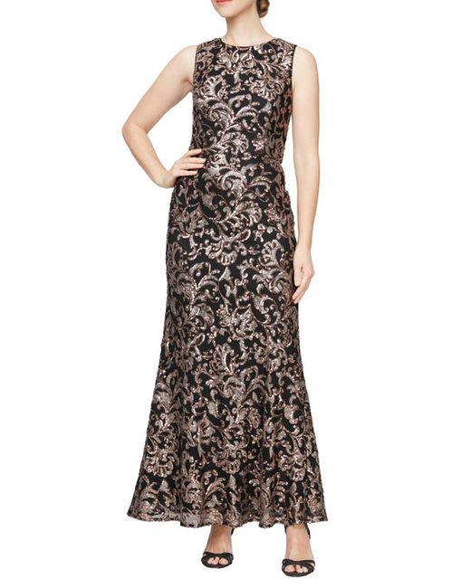 Alex Evenings Sequin Sleeveless Gown in Copper at 4P