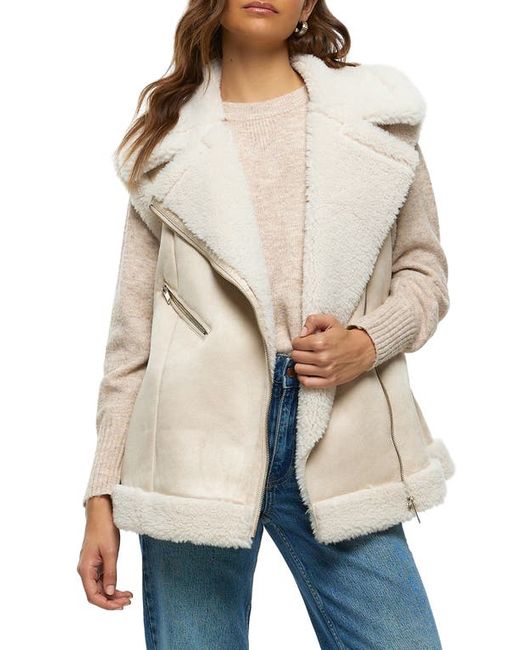 River Island Faux Suede Shearling Vest in at X-Small