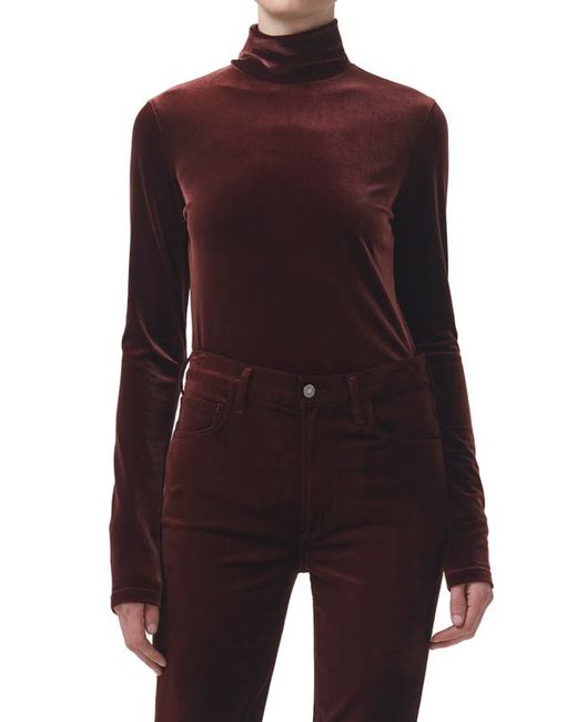 Agolde Pascale Stretch Velvet Turtleneck Top in at