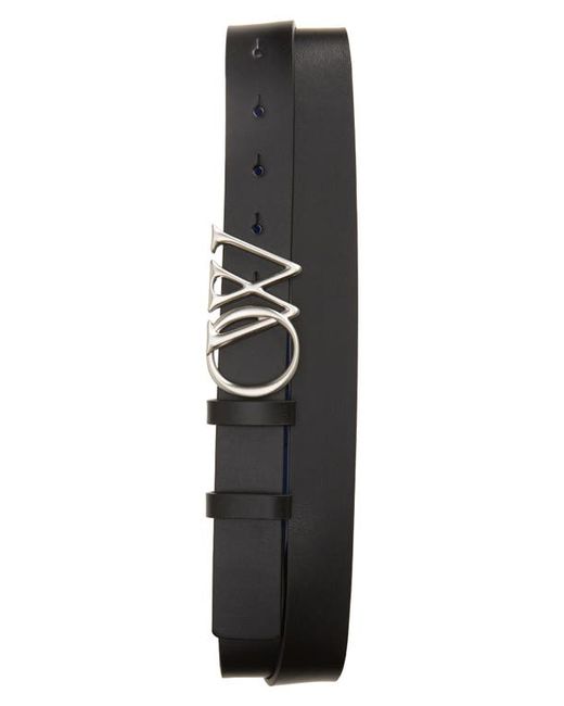 Off-White OW Initials Buckle Leather Belt in Black at