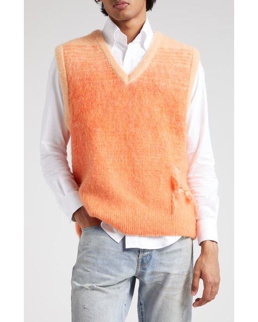 John Elliott Distressed Gradient Mohair Wool Blend Sweater Vest in at Small