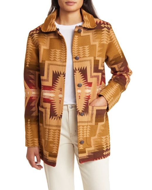 Pendleton Brownsville Virgin Wool Blend Coat with Removable Genuine Shearling Collar in at X-Small