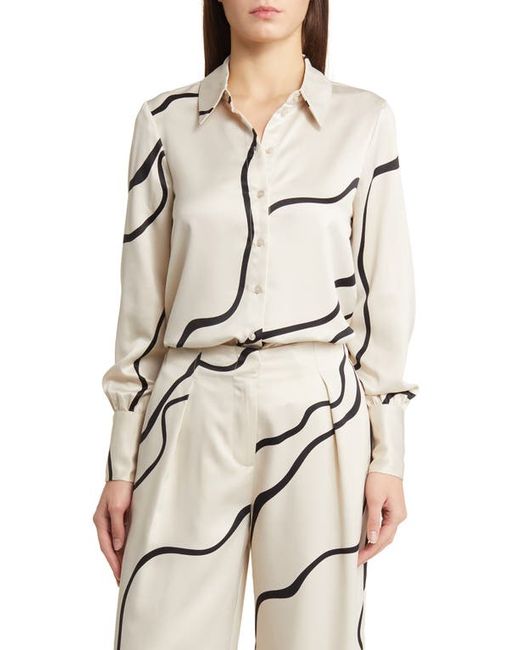 Vero Moda Merle Abstract Print Button-Up Shirt in at X-Small
