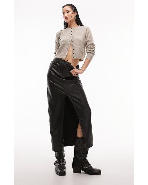 TopShop Faux Leather Maxi Skirt in at 2 Us