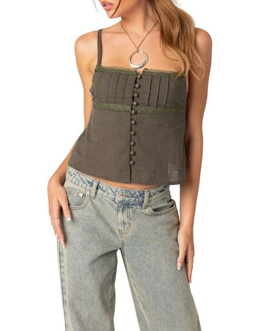 Edikted Pintuck Button-Up Camisole in at X-Small