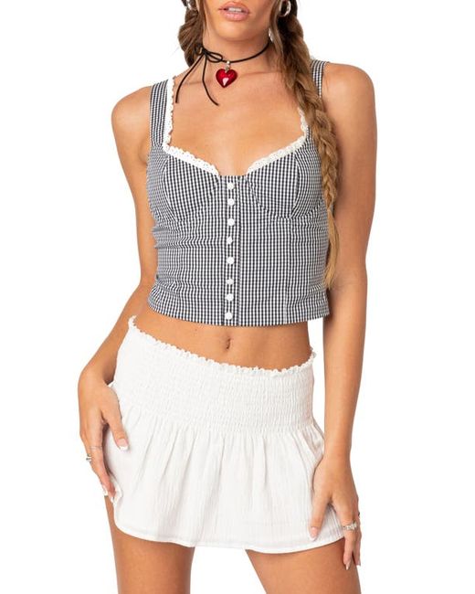 Edikted Gingham Bustier Corset Cotton Top in at X-Small