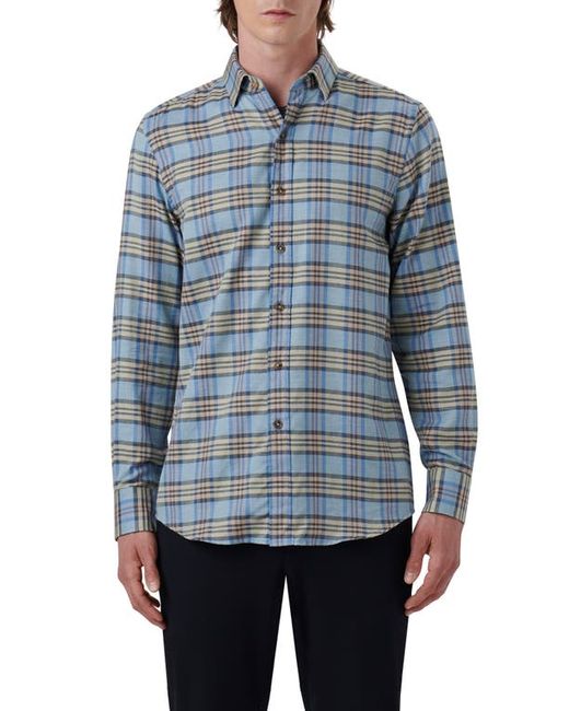 Bugatchi Karl Shaped Fit Plaid Cotton Cashmere Button-Up Shirt in at Small