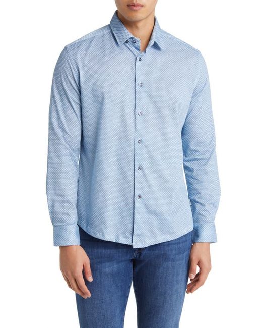 Stone Rose Hourglass Geo Dry Touch Performance Jersey Button-Up Shirt in at Small