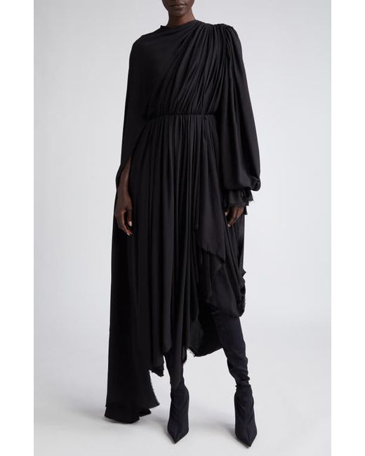 Balenciaga All In Pleated Asymmetric Drape Jersey Dress in at 4 Us