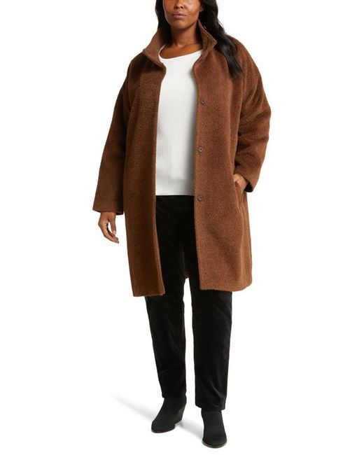 Eileen Fisher Stand Collar Wool Blend Coat in at 1X