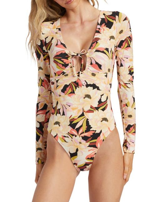 Billabong Dream State Floral One-Piece Rashguard Swimsuit in at Small