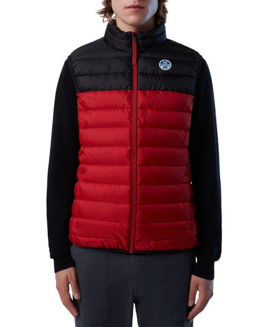North Sails Skye Water Repellent Puffer Vest in Lava/Blue Teal at