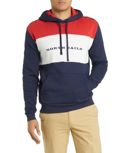 North Sails Colorblock Cotton Graphic Hoodie in Navy/White at Medium