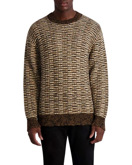 Karl Lagerfeld Mélange Stripe Oversize Wool Crewneck Sweater in at Small